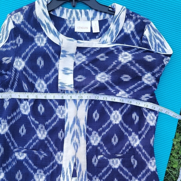 Chicos Blue and White Size 1 Patterned Jacket - Picture 3 of 7